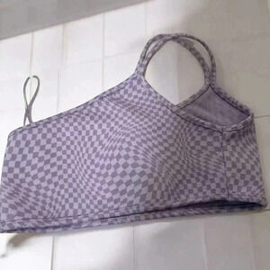 NWT PULL & BEAR LAVENDER CHECKEDED ASYMETRICAL BRALETTE S